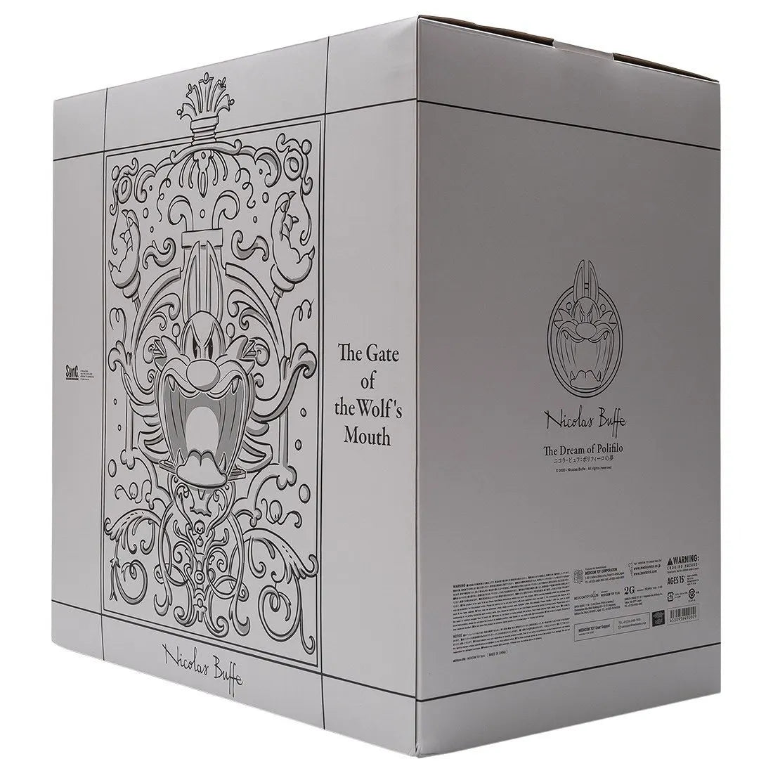 Product packaging for The Gate Of the Wolf’s Mouth statue by Nicolas Buffe.