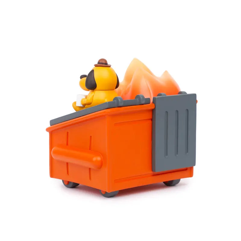 Back angle of the This Is Fine Dumpster Fire figure