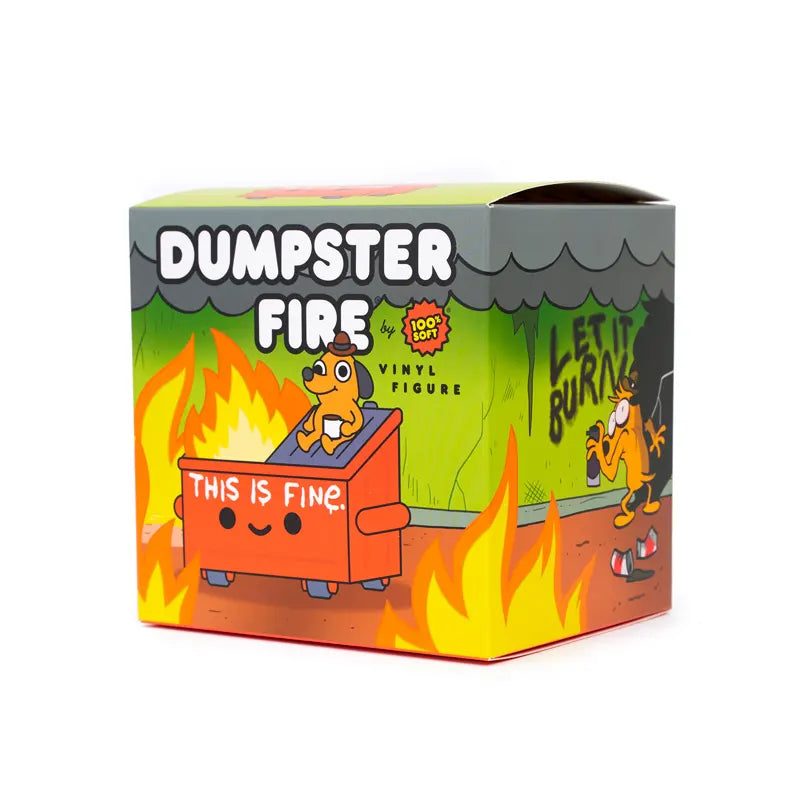 Collector’s box art with meme-inspired fire scenes