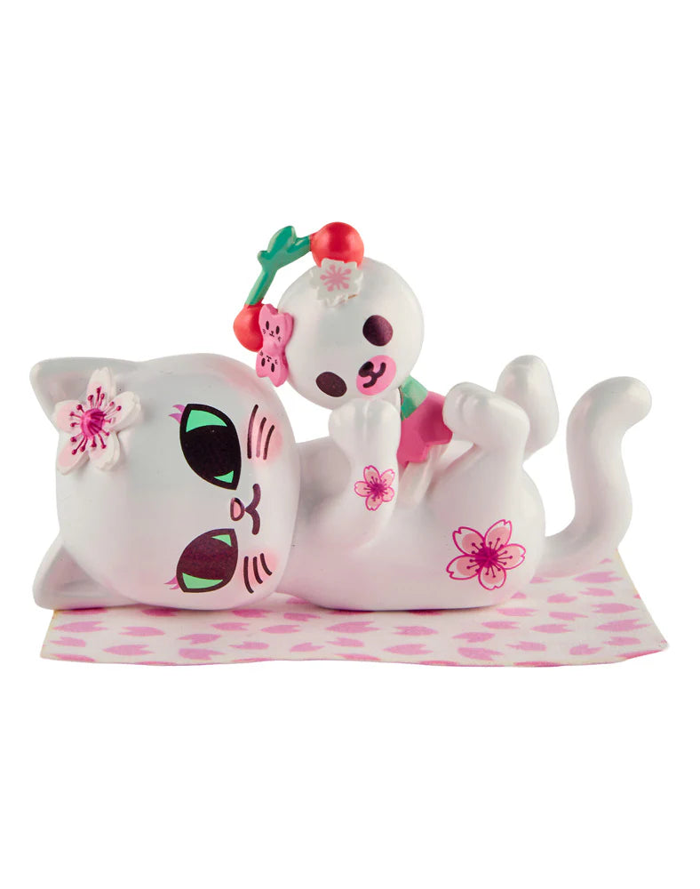 tokidoki cherry blossom cat with small character companion