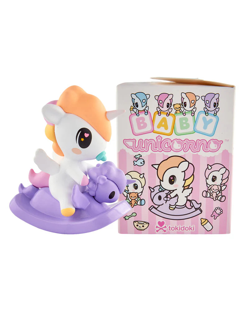 tokidoki Baby Unicorno Rock’n Baby collectible figure with blind box packaging