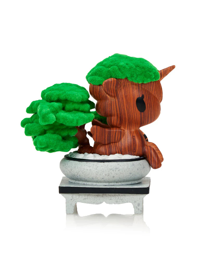 Tokidoki Botanical Harmony Unicorno tree-inspired figure with bonsai-style greenery and stone base