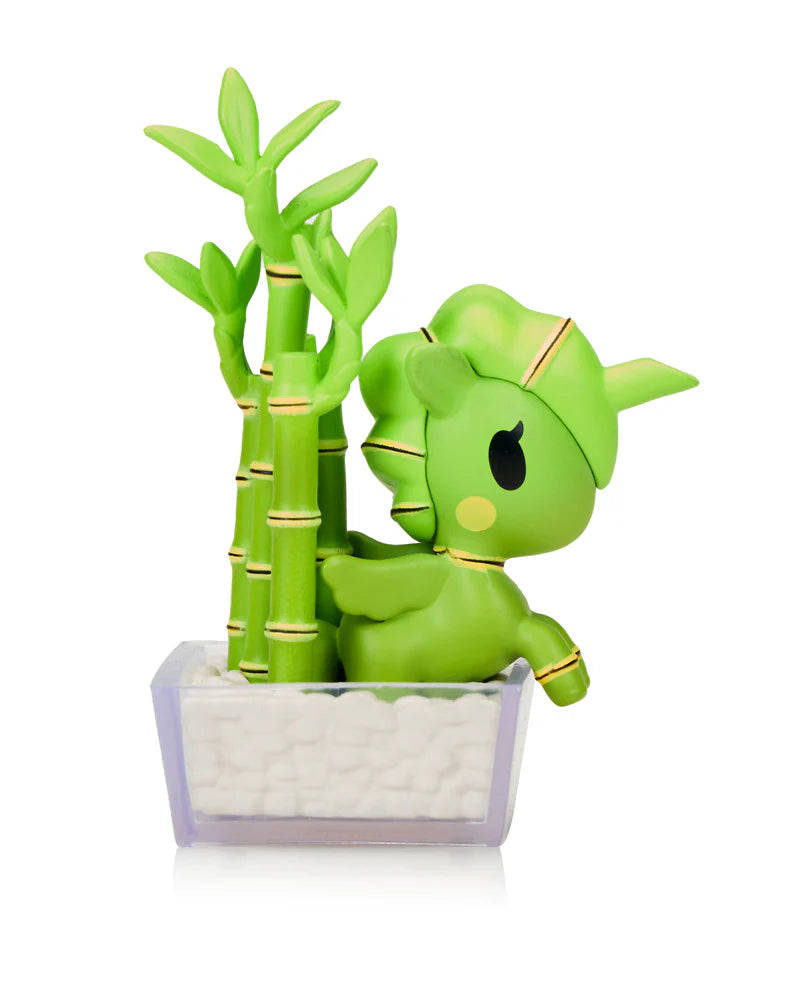 Tokidoki Botanical Harmony Unicorno bamboo plant figure in a transparent planter