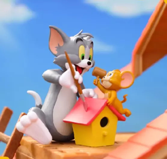 Tom and Jerry building a red and yellow birdhouse together from Best Friend's Day blind box