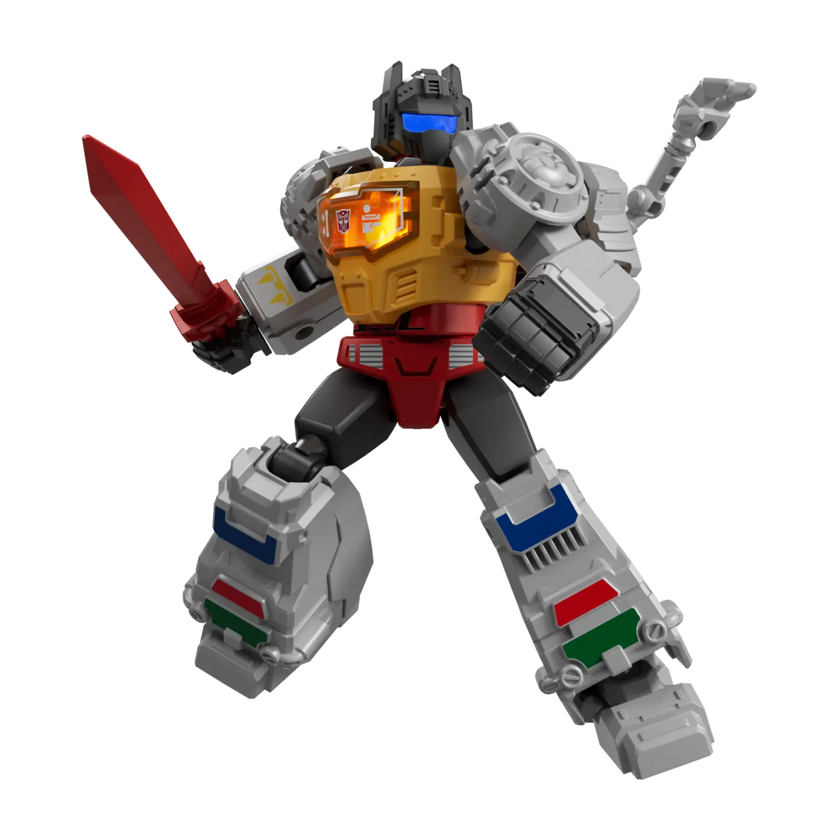 Transformers Blokees Shining Version 02 Grimlock model kit figure with sword and chest detail.