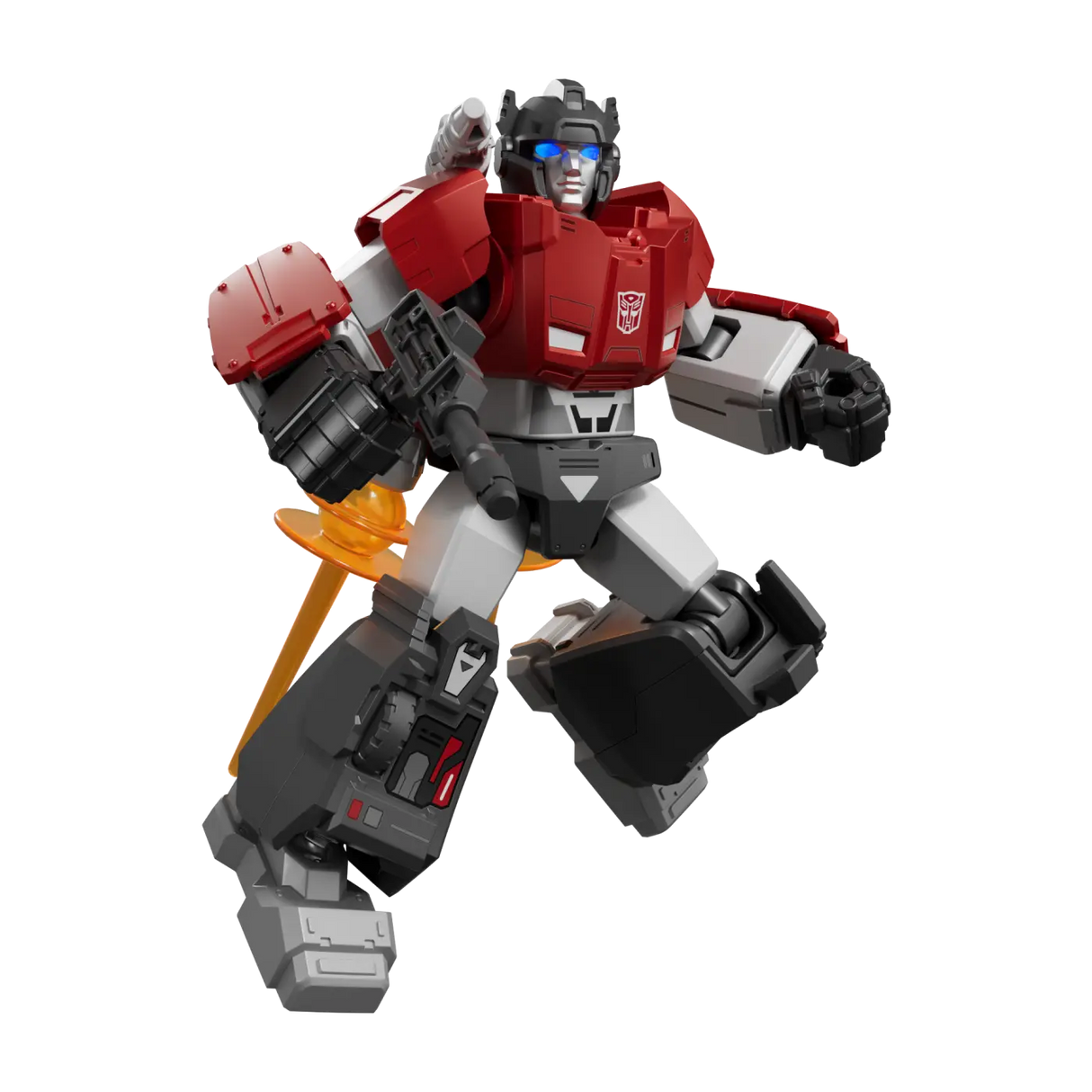 Transformers Blokees Shining Version 02 Ironhide model kit figure in red armor with weapon.