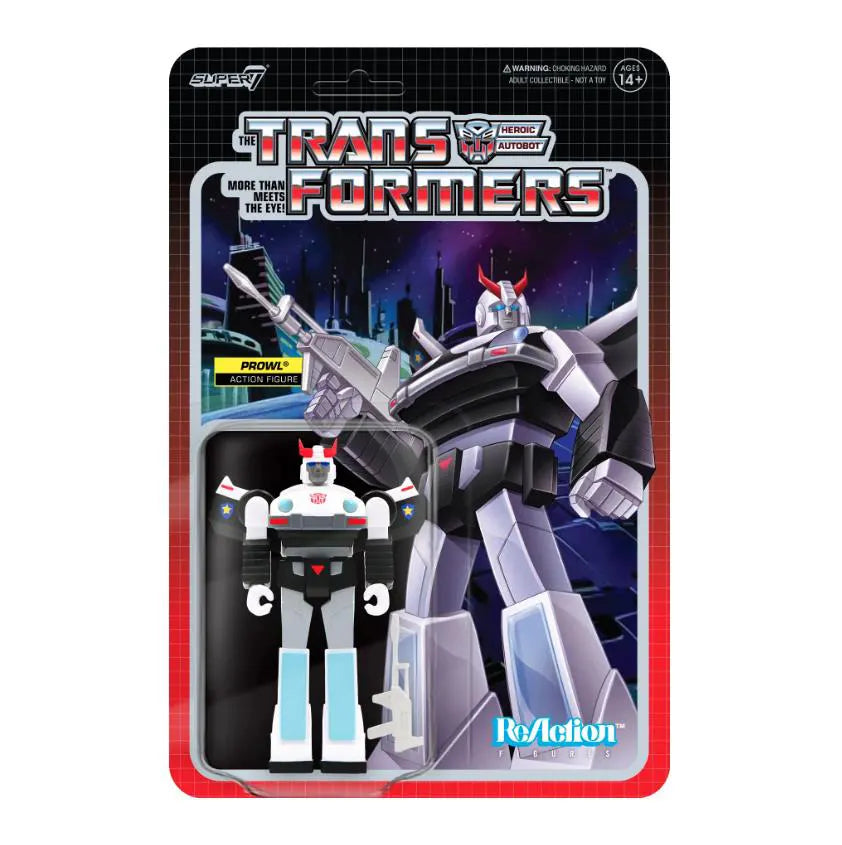 Prowl ReAction Transformers figure in retro blister packaging