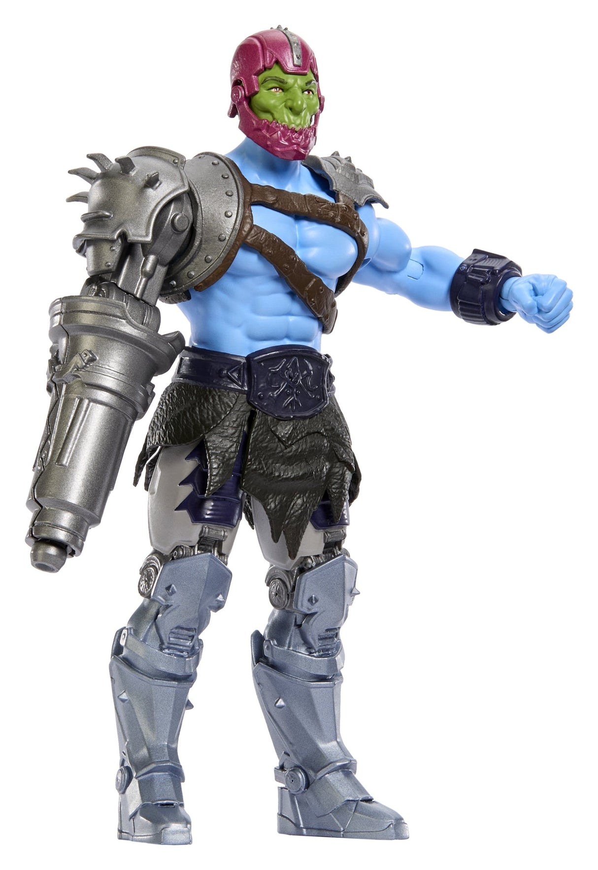 Trap Jaw action figure angled view showing cybernetic armor and mechanical arm details