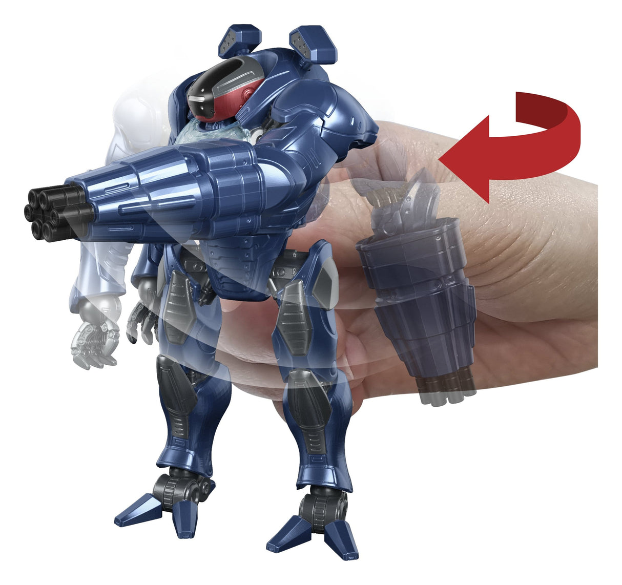 Roboto action figure demonstrating twist-and-release quick-draw battle action feature