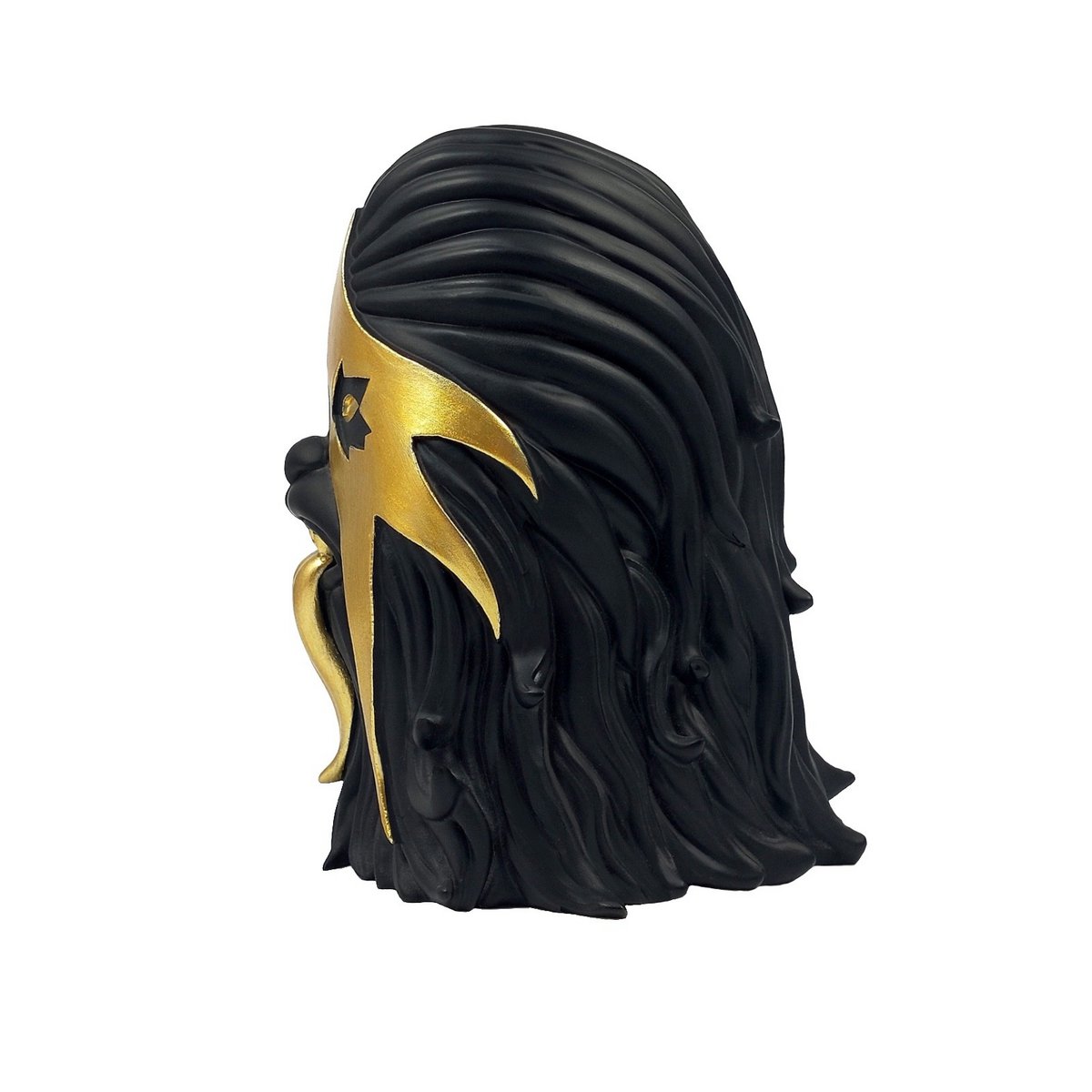 Angled view of Thrashbacca black gold limited designer figure