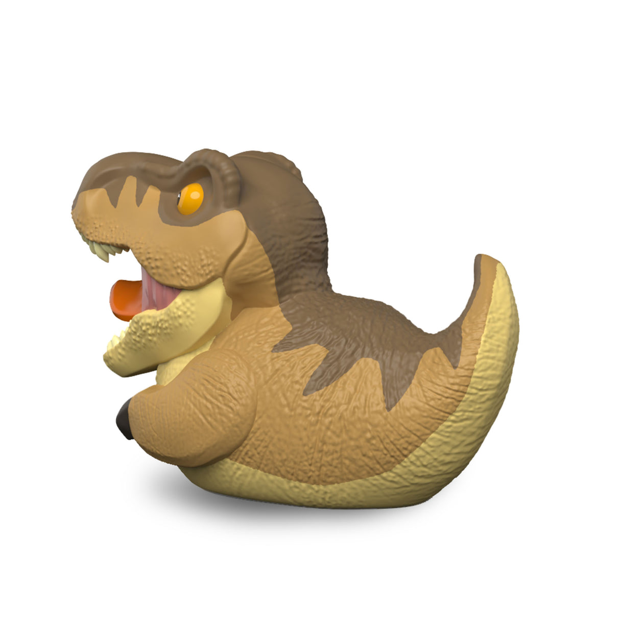 Side view of the Mini T-Rex TUBBZ figure showing textured scales.