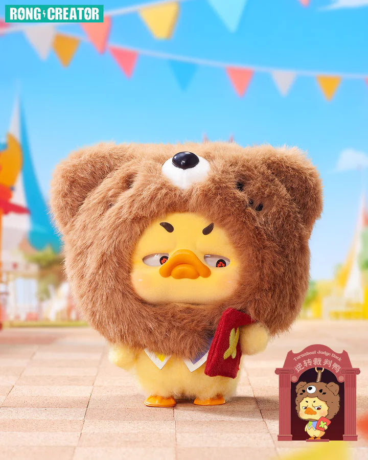 Upset Duck plush keychain bear costume from Crazy Circus blind box.