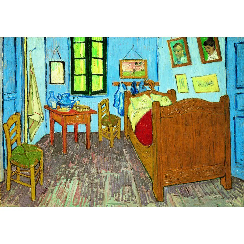 Van Gogh Bedroom in Arles puzzle box by Clementoni featuring 1000 pieces and poster.