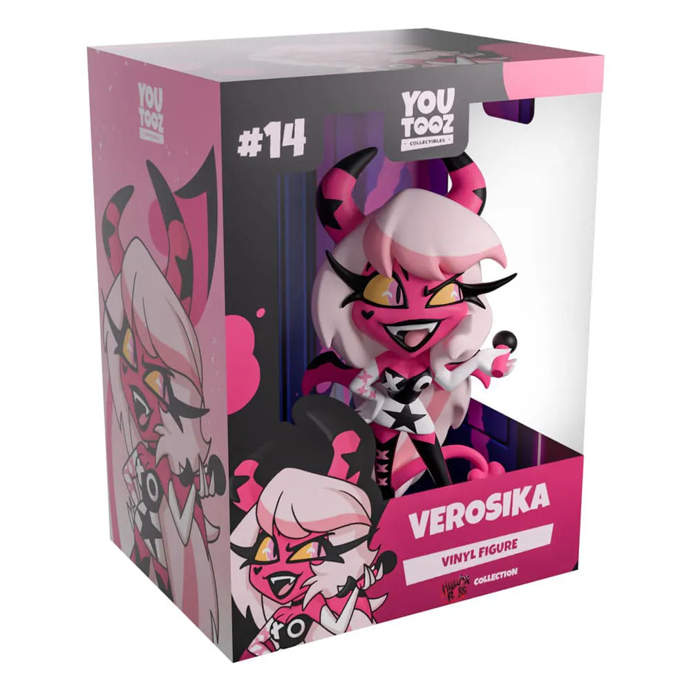 Verosika Youtooz Vinyl Figure in packaging, Helluva Boss collectible box design.