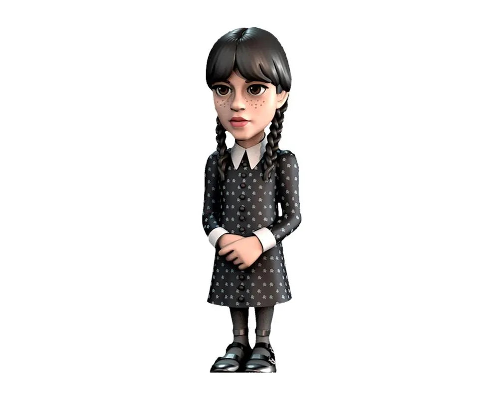 Minix collectible showing Wednesday in black outfit