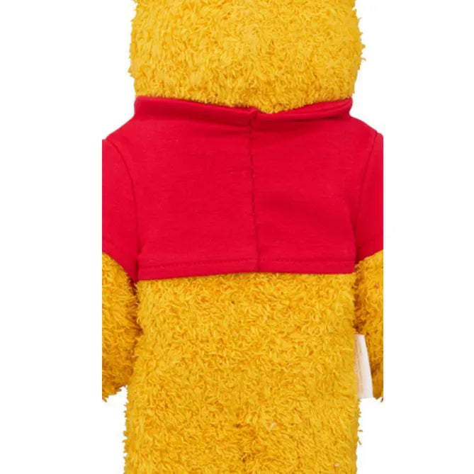 Back view of the fuzzy Winnie the Pooh Bearbrick wearing red shirt – 400% edition