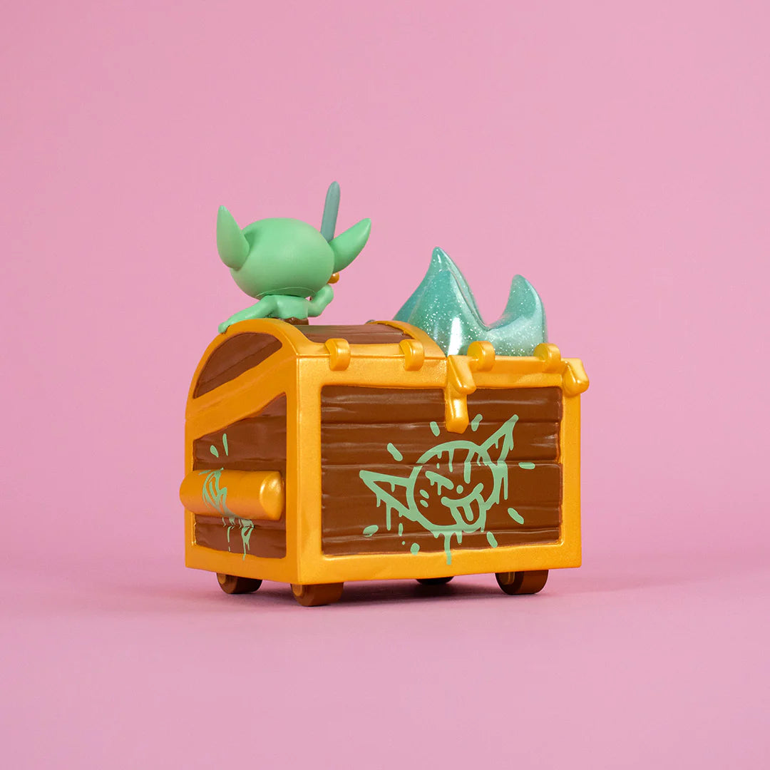 wizard of barge dumpster fire vinyl figure back side goblin