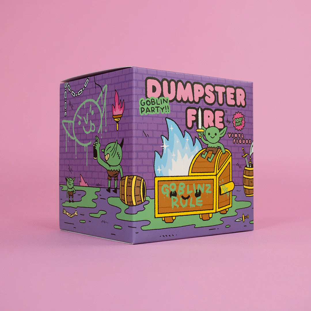 wizard of barge dumpster fire vinyl figure box