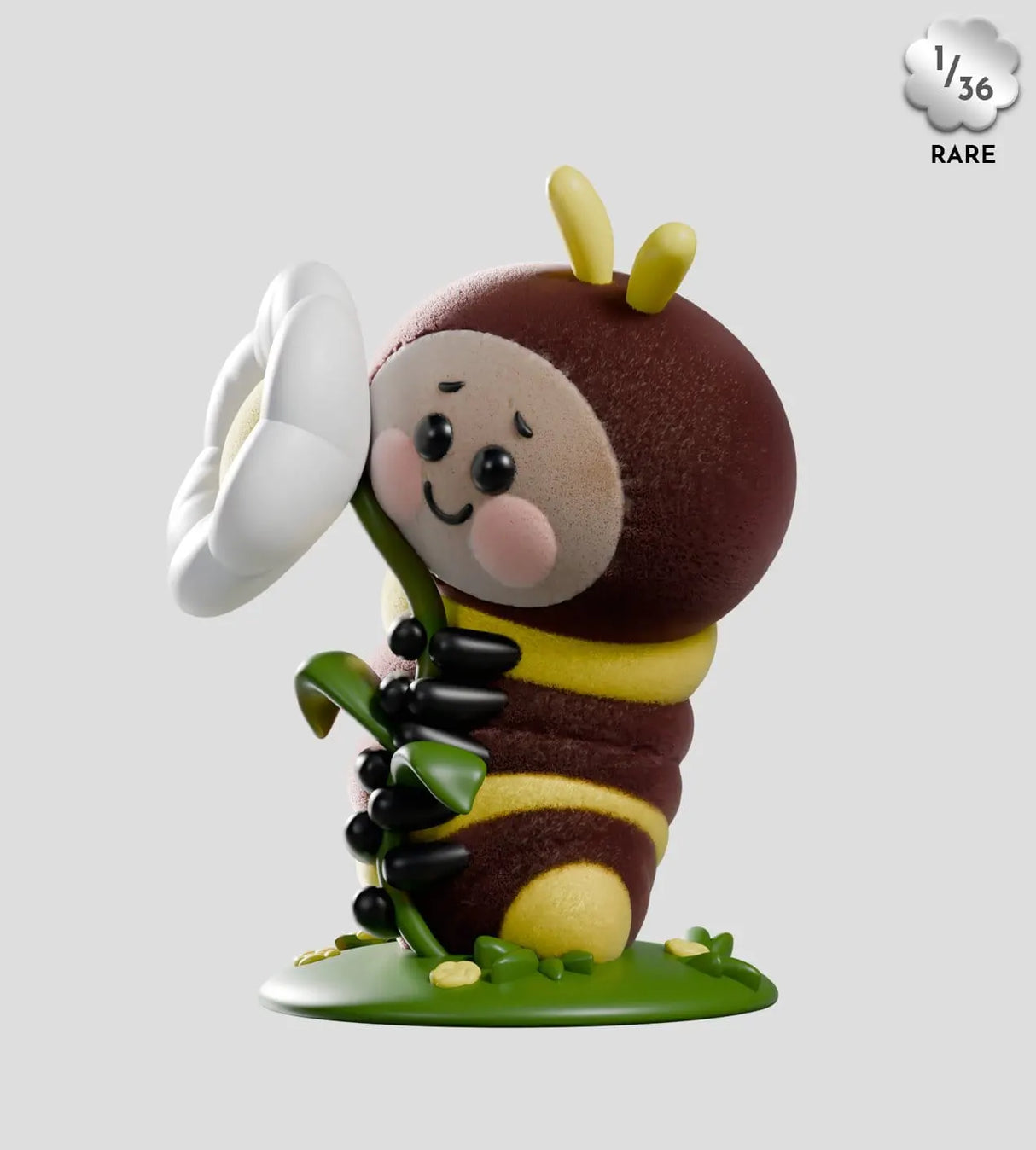 Rare Wooly Bear fuzzy caterpillar holding a white flower 1 in 36 secret figure