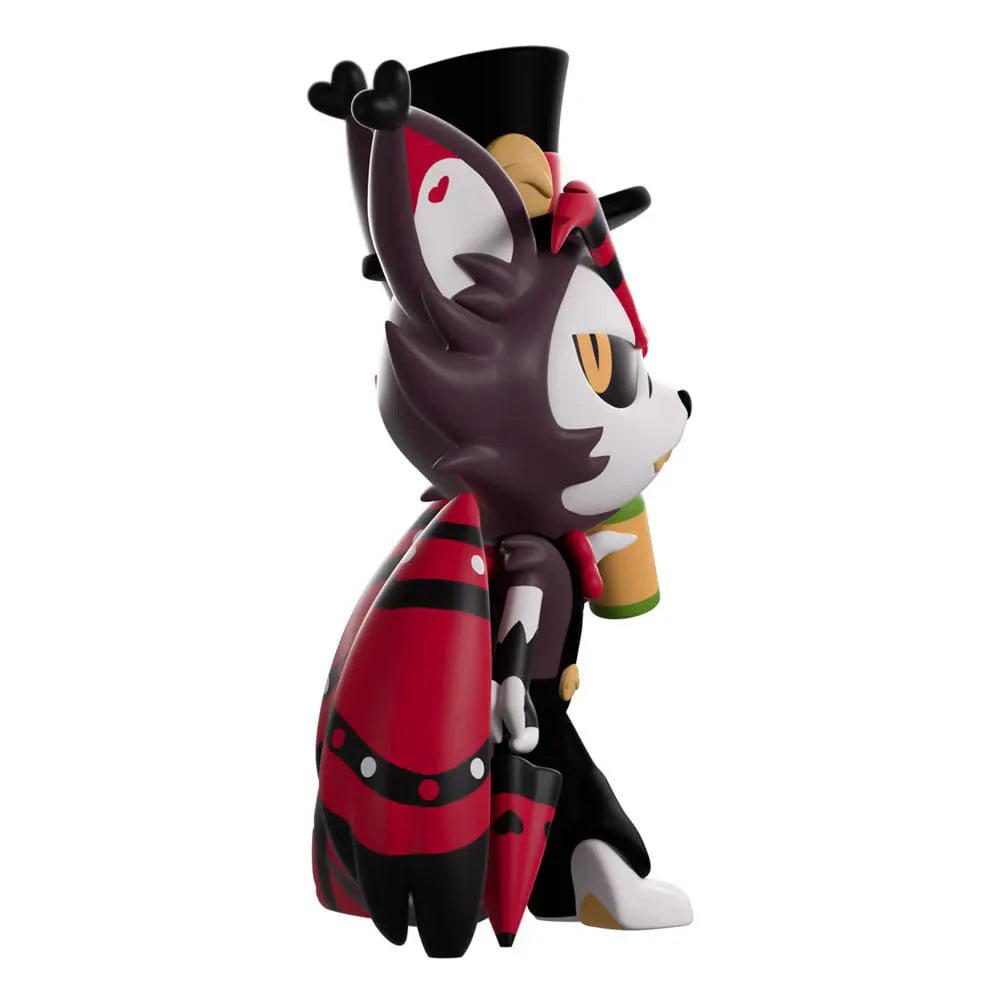 Youtooz Husk figure side view from the right, showing top hat and ear heart detail