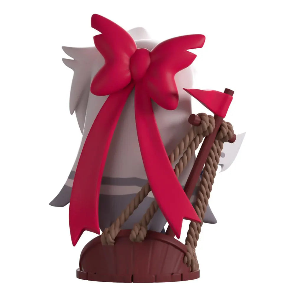 Back of Hazbin Hotel Vaggie figure showing hair, spear handle, and decorative base