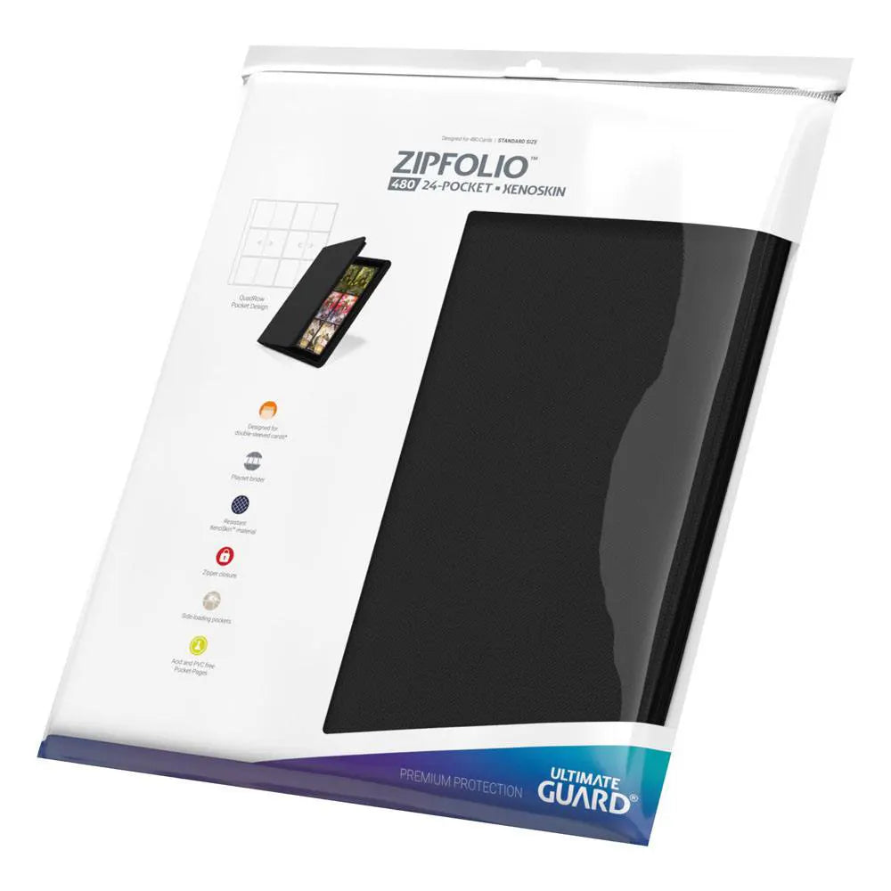 Ultimate Guard Zipfolio 480 24-Pocket Xenoskin Black in retail packaging