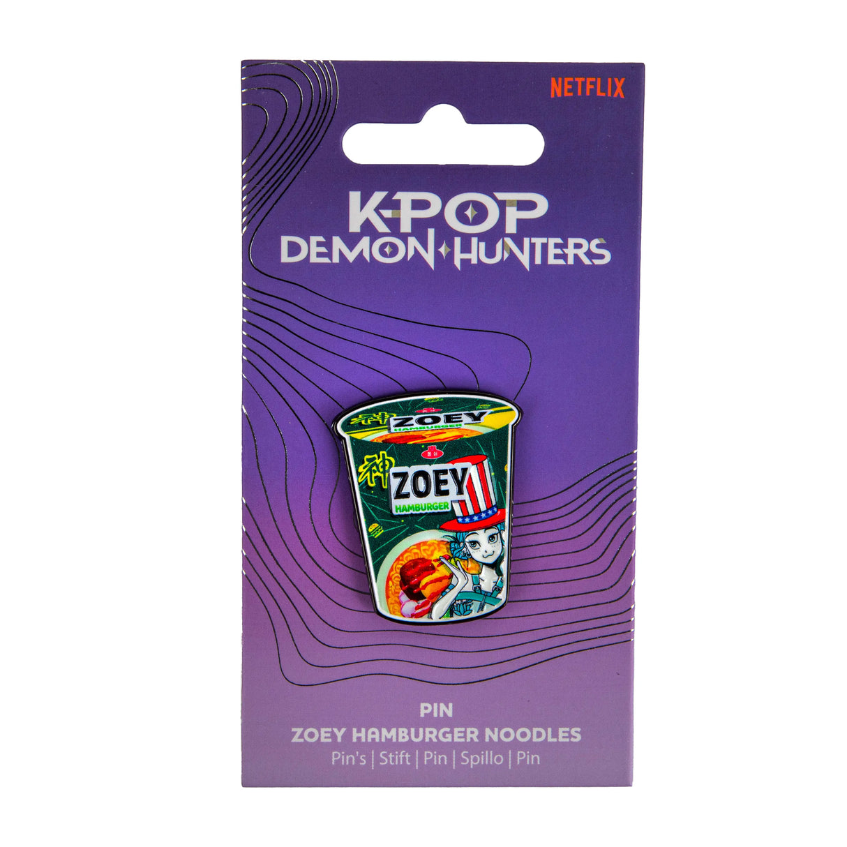 Zoey Hamburger Noodles pin packaging KPop Demon Hunters Netflix
