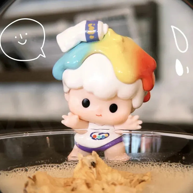 Zozo rainbow paint design vinyl figure with colorful dripping hairstyle from Lucky Double Treasure Blind Box