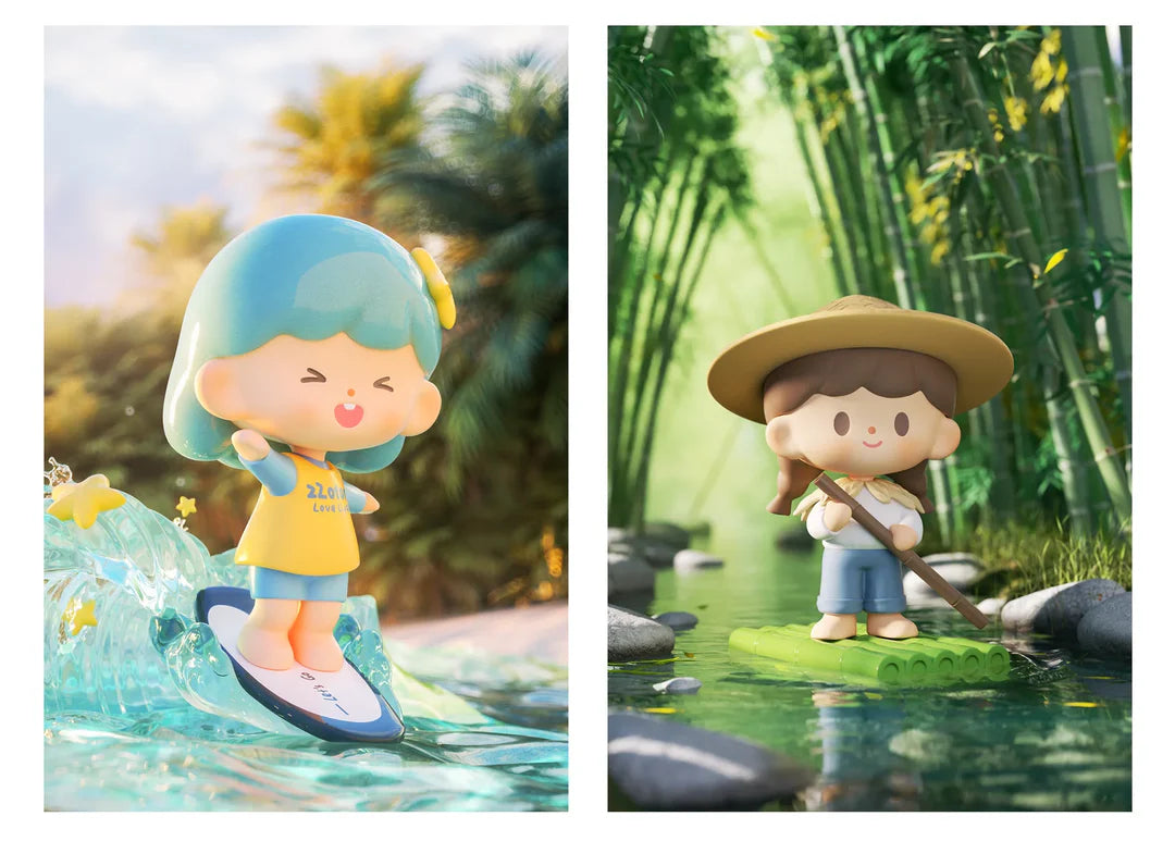 Surfing and Bamboo Raft zZoton collectible figures exploring tropical water adventures