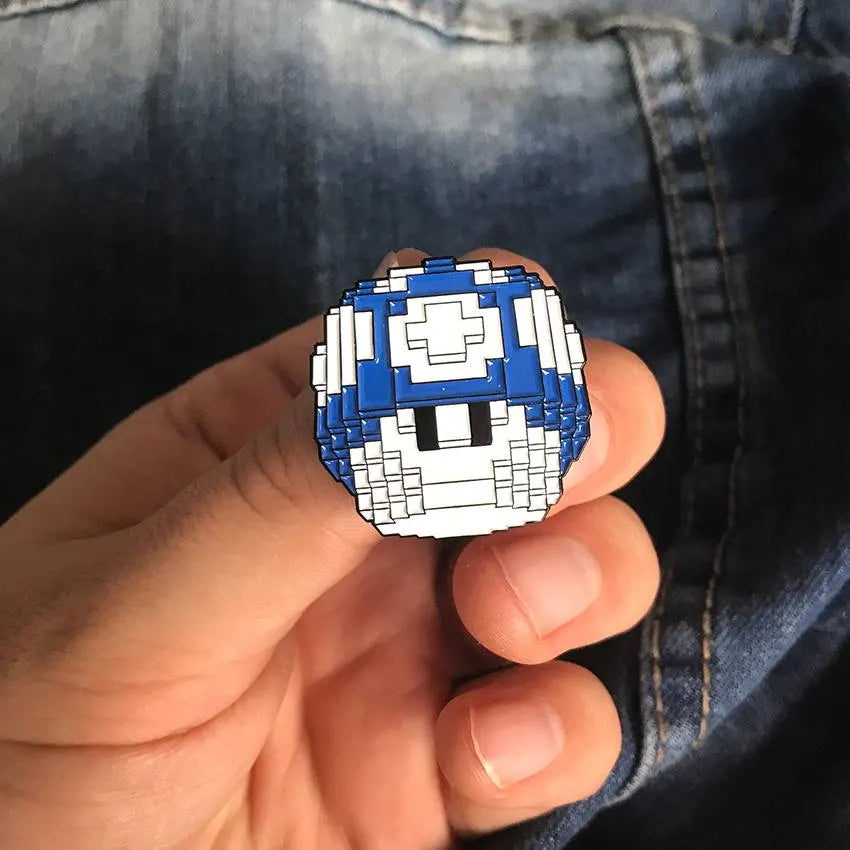 Mushroom Pin (Blue) (Soft Enamel) by Vuitbits