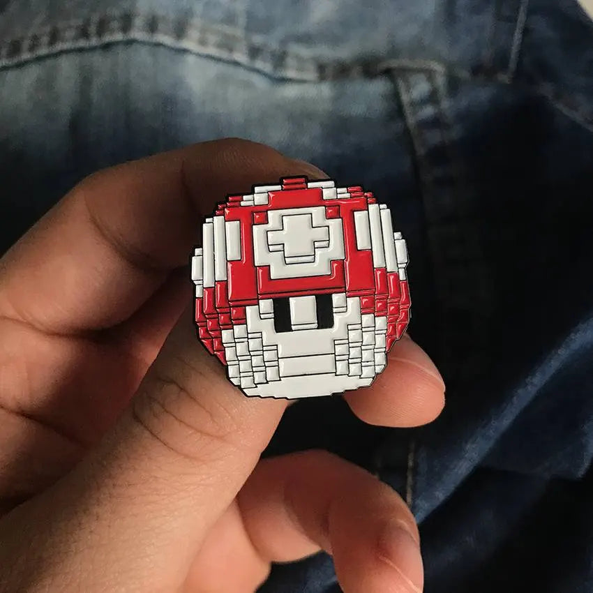 Mushroom Pin (Red) (Soft Enamel) by Vuitbits