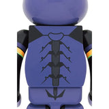 Rear view of Evangelion Bearbrick showing continued futuristic armor design and neon accents.