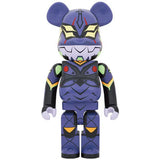 Bearbrick figure styled after EVA Unit-13 from Evangelion: 3.0 in a chrome-effect design.