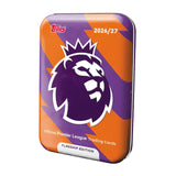 Topps Premier League 2026/27 Mega Tin 2 collection showing three collectible tin designs with exclusive football trading cards