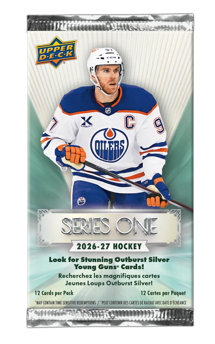 2026-27 Upper Deck Series One Hockey Blaster Pack containing 12 NHL trading cards