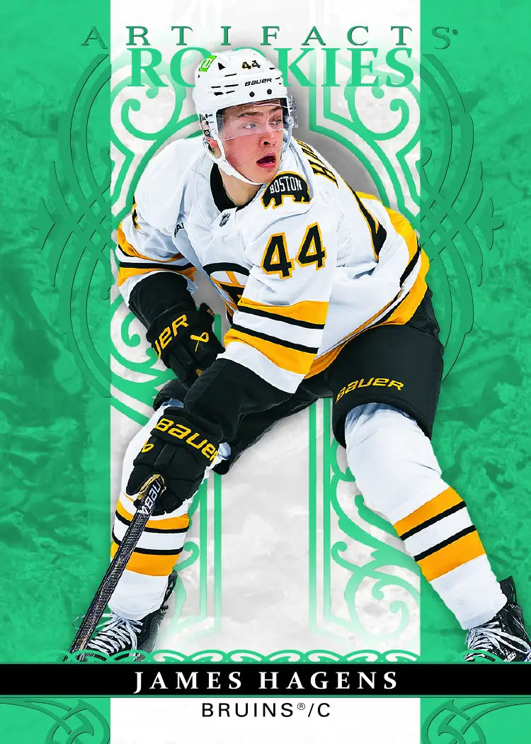 2026-27 Upper Deck Artifacts James Hagens rookie Aqua Blue parallel hockey card