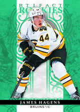 2026-27 Upper Deck Artifacts James Hagens rookie Aqua Blue parallel hockey card