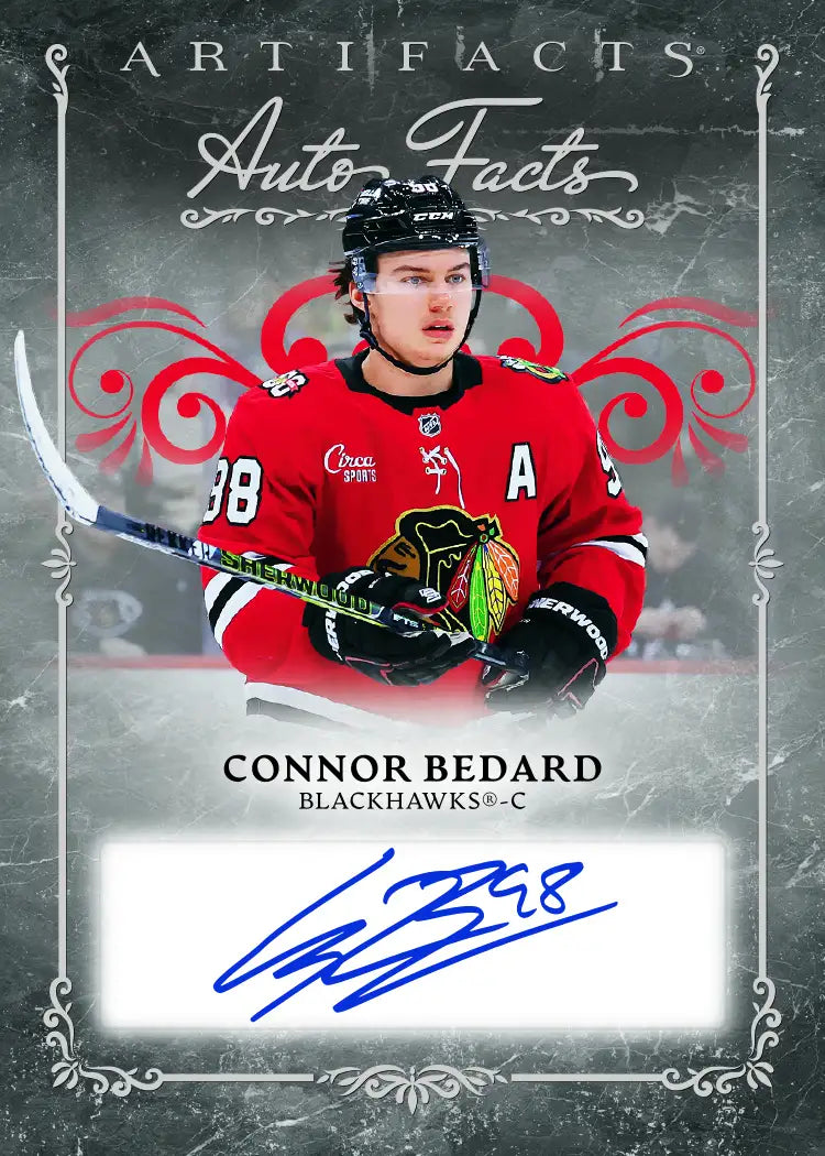 2026-27 Upper Deck Artifacts Auto Facts Connor Bedard autograph card