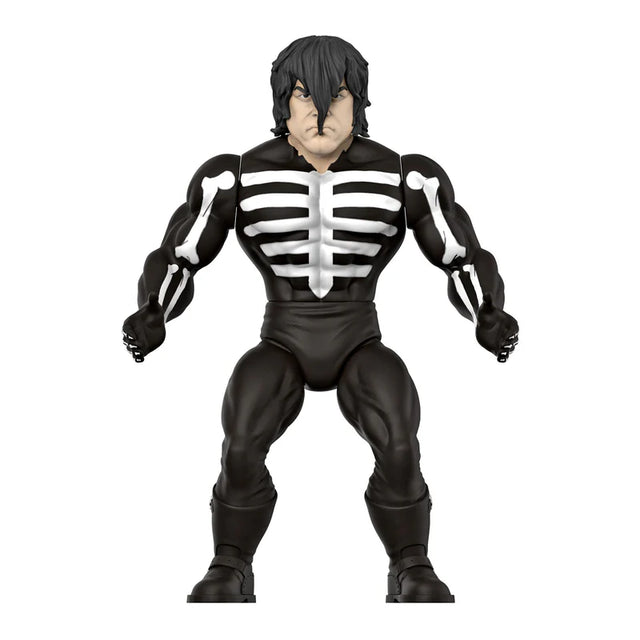 Front view of Misfits Danzig Skeleton vintage figure with skeletal design in black and white.
