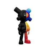 Dark Light EQSO Series 2 art toy side view showing split color design