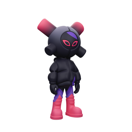 Purple Fire EQSO Series 2 art toy rear view with purple accents