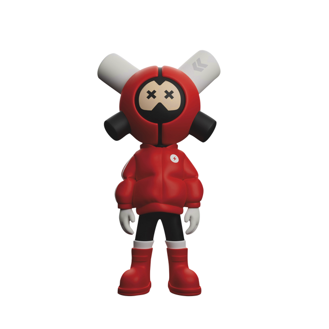 Xtra Red EQSO Series 2 vinyl art toy by PopTerror front view