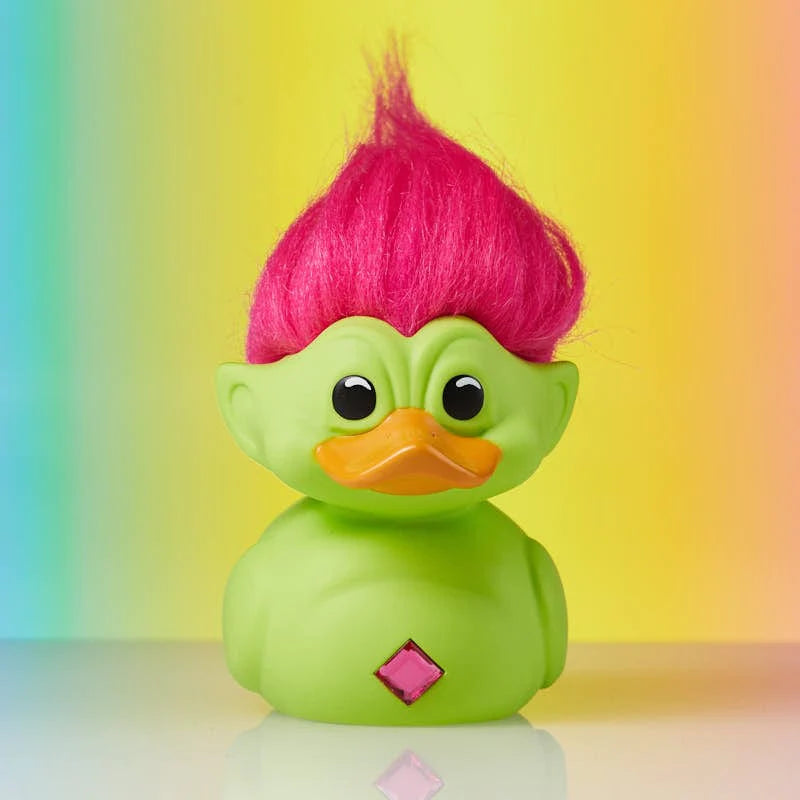 Front-facing TUBBZ Troll duck with gemstone belly detail