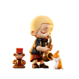 Nook In Vintage Store blind box vinyl figure playing saxophone with small animal companions in cozy vintage interior