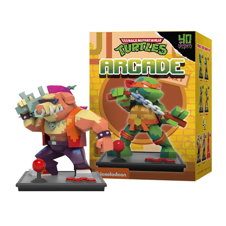 Bebop Teenage Mutant Ninja Turtles arcade style collectible figure with retro gaming base and packaging