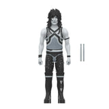 Front view of Tommy Lee ReAction Figure in black and white with drumsticks by Super7