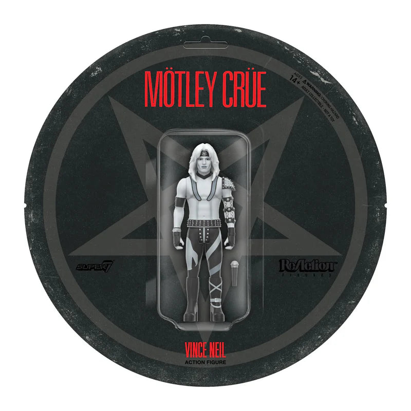 Front view of Vince Neil ReAction Figure in greyscale with studded details