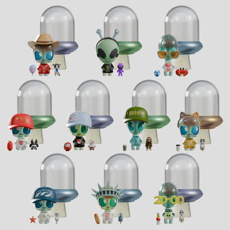 Abducted Blind Box alien figures with UFO spacecraft collection
