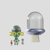 Abducted 2000 alien figure with novelty glasses and UFO