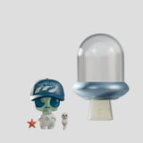 Abducted Aquarium alien figure with seal, starfish and blue UFO